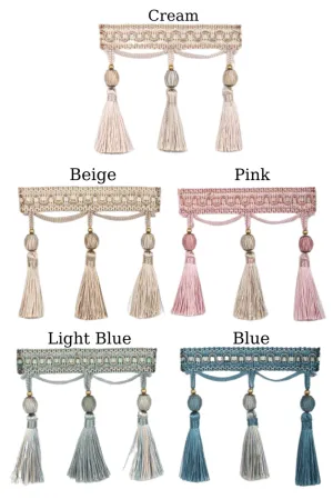 115 mm Tassel Fringe Trim in 5 Colors, 4.52 inches Gimp Header, lampshade trim by the yard, Fringe for Drapery, Tassel trim, Curtain Trim