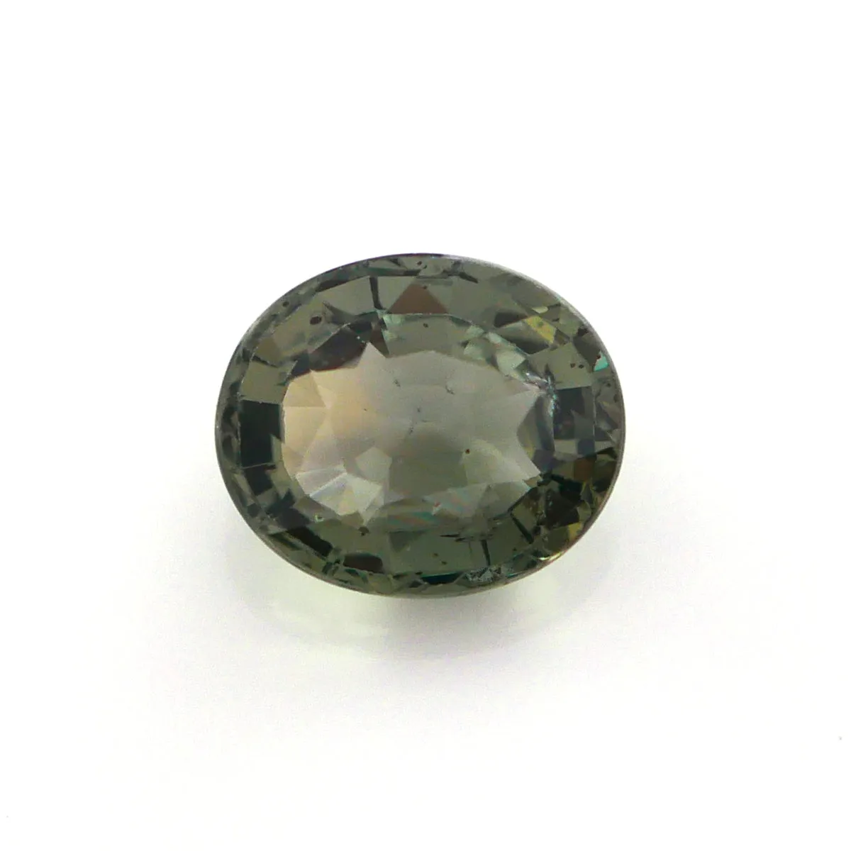 1.60ct 7.4x6.2 Oval Green Grayish Sapphire