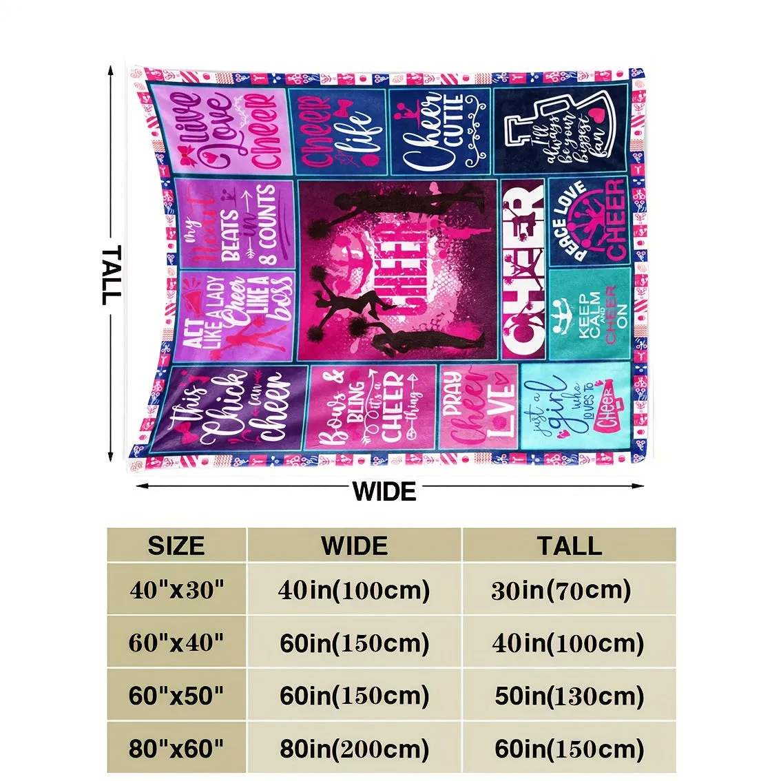 1pc Cozy Flannel Cheerleader Pink Throw Blanket - Soft, Warm, and Lightweight for Couch, Bed, Sofa, Car, Office, Camping, and Traveling - Perfect Gift for All Seasons and Occasions