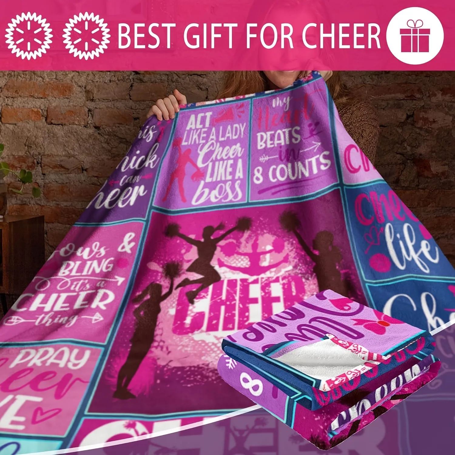 1pc Cozy Flannel Cheerleader Pink Throw Blanket - Soft, Warm, and Lightweight for Couch, Bed, Sofa, Car, Office, Camping, and Traveling - Perfect Gift for All Seasons and Occasions