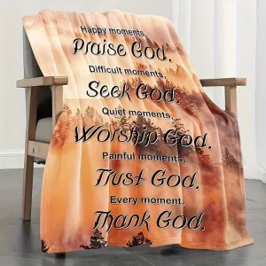 1pc Cozy Healing Spiritual Blanket - Soft Flexible Flannel, Inspirational Prayer Throw for Family Friends, Sofa, Camping, Bed - Thoughtful Gift with Uplifting Quotes