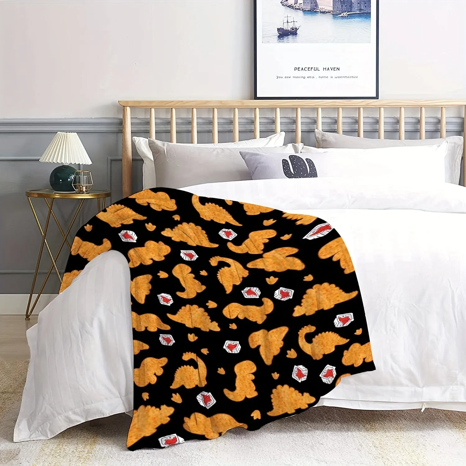 1PC Dinosaur Chicken Nugget Blanket - Throws with Soft, Comfortable, Plush Bedding, Cozy Couch, Office, and Camping Throw Features