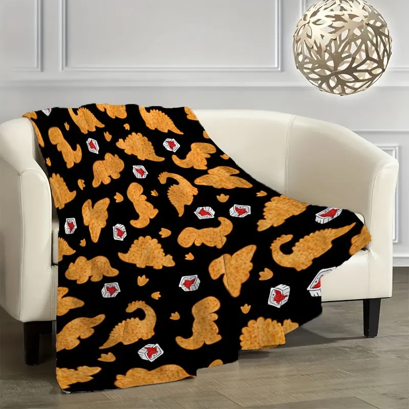 1PC Dinosaur Chicken Nugget Blanket - Throws with Soft, Comfortable, Plush Bedding, Cozy Couch, Office, and Camping Throw Features