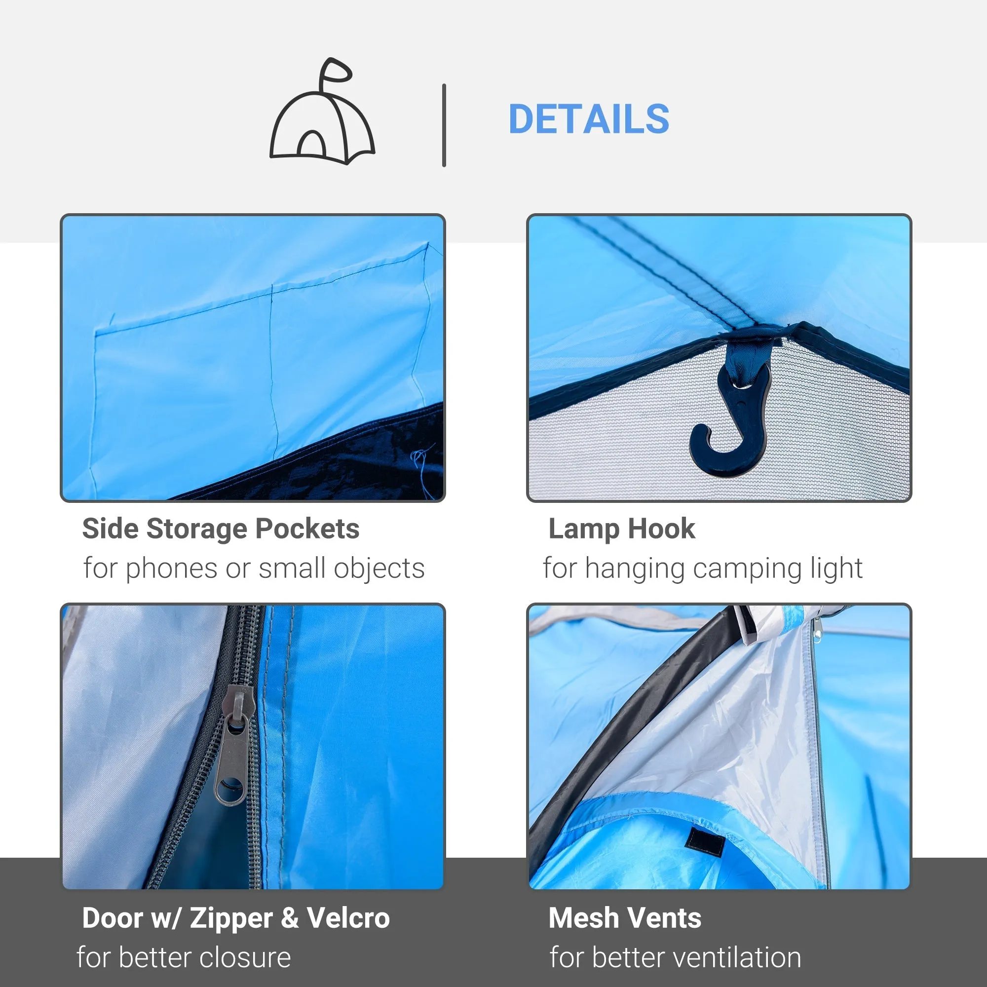 2-3 Man Tunnel Tents w/ Vestibule Camping Tent Porch Air Vents Rainfly Weather-Resistant Shelter Fishing Hiking Festival Shelter Home