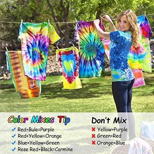 26 Colors DIY Tie Dye Kits,All in One Tie Dye Fabric Set with Rubber Bands, Gloves, Plastic Film and Table Covers for Kids,Adults,Family Groups Party Supplies,Non-Toxic DIY Tie-Dye Handmade Project