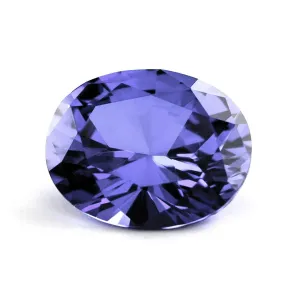 4.25ct 11x9mm Oval Light Purplish Blue Color Lab Grown Sapphire