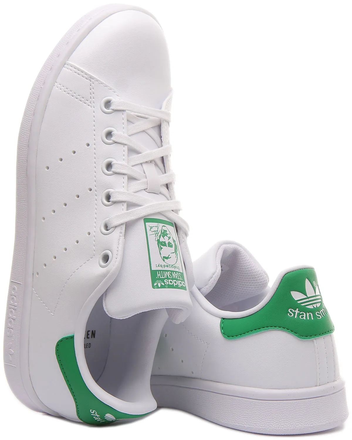 Adidas Stan Smith J In White Green For Junior