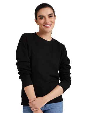 Amazon Brand - Symbol Women's Cotton Blend Crew Neck Sweatshirt (AW18WNSSW01_Jet Black_Small_Jet Black_S)