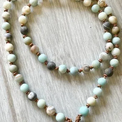 Amazonite & Leather Necklace