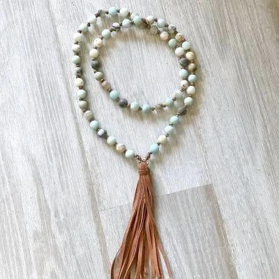 Amazonite & Leather Necklace