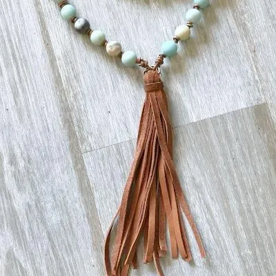 Amazonite & Leather Necklace