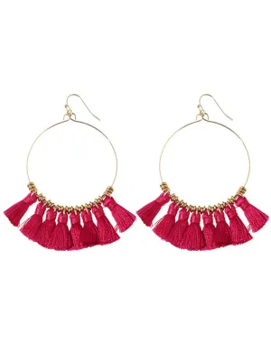 'Angelina' Boho Tassel Hoop Earrings (5 Colors)