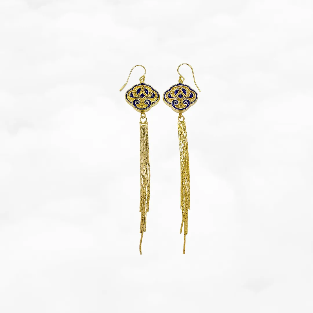 Auspicious Clouds Tassel Earrings Gold