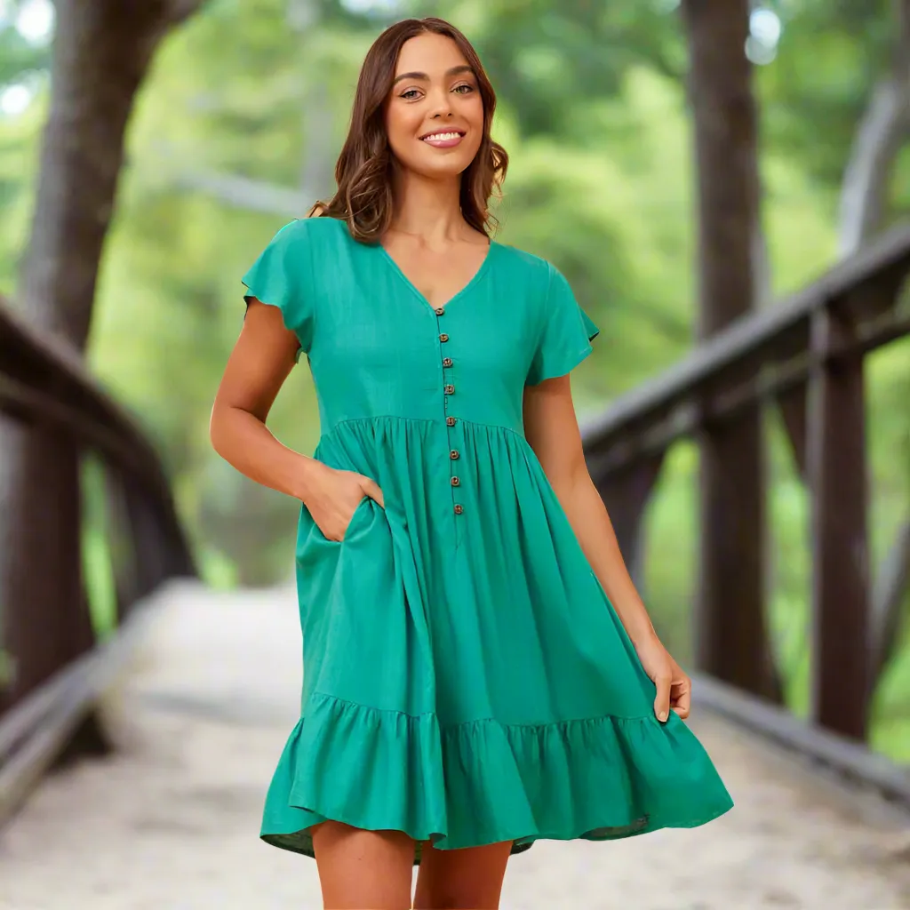 Baby Doll  Dress - Teal