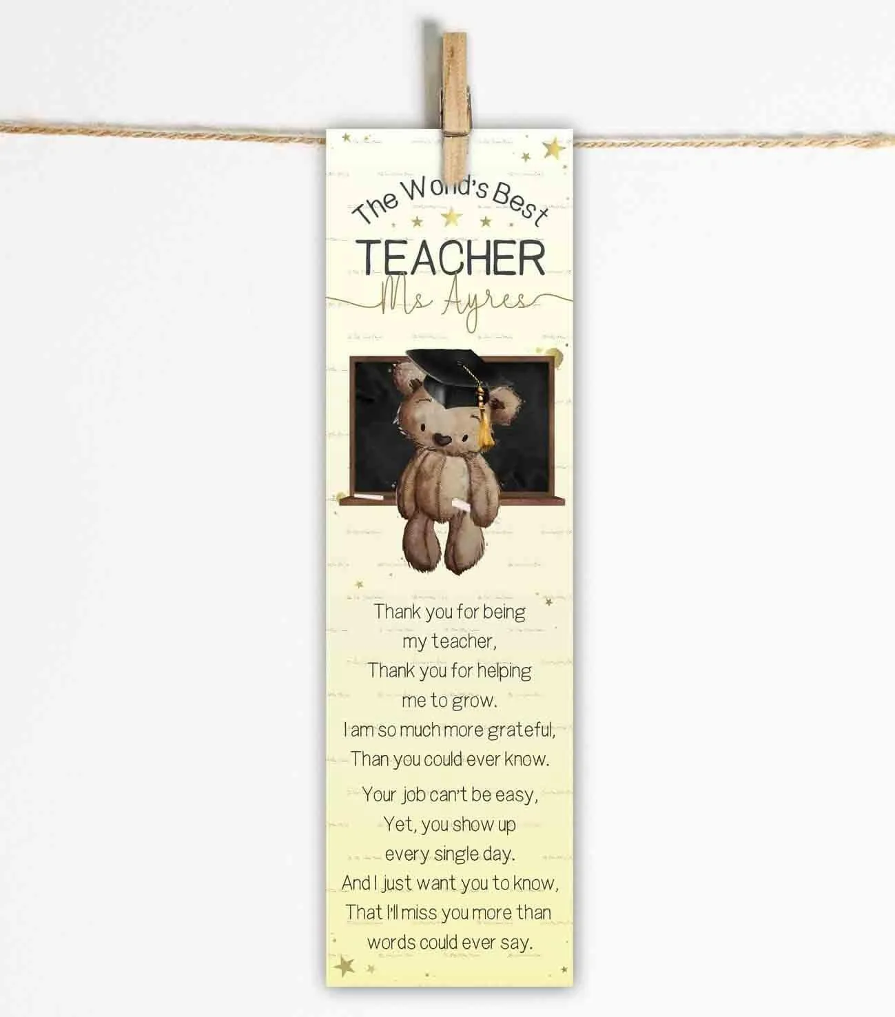 Bear Teacher Bookmark