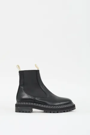 Black Leather Contrast Stitch Chelsea Boot