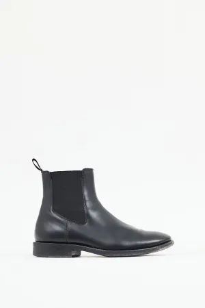 Black Leather Logo Chelsea Boot