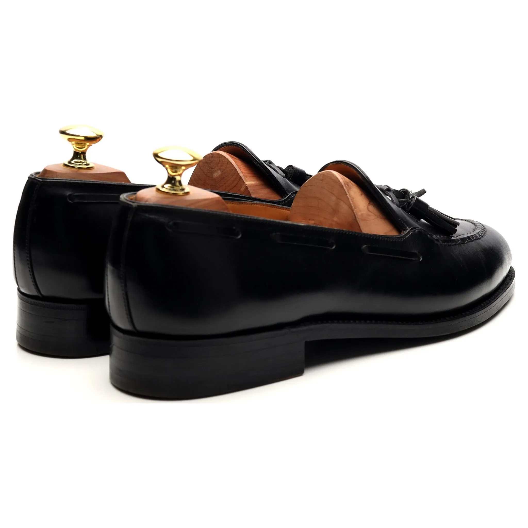 Black Leather Tassel Loafers 8 D UK 8.5