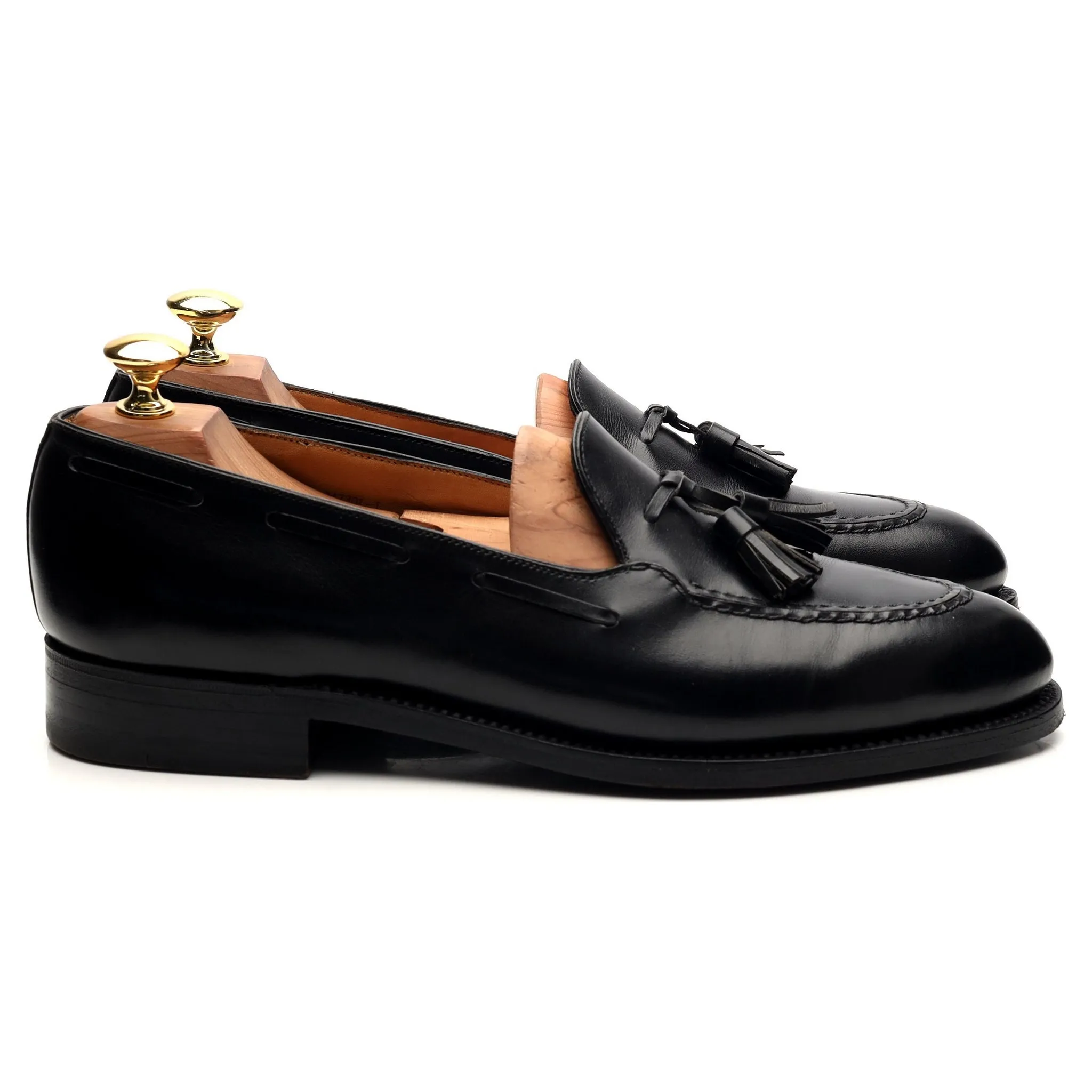 Black Leather Tassel Loafers 8 D UK 8.5