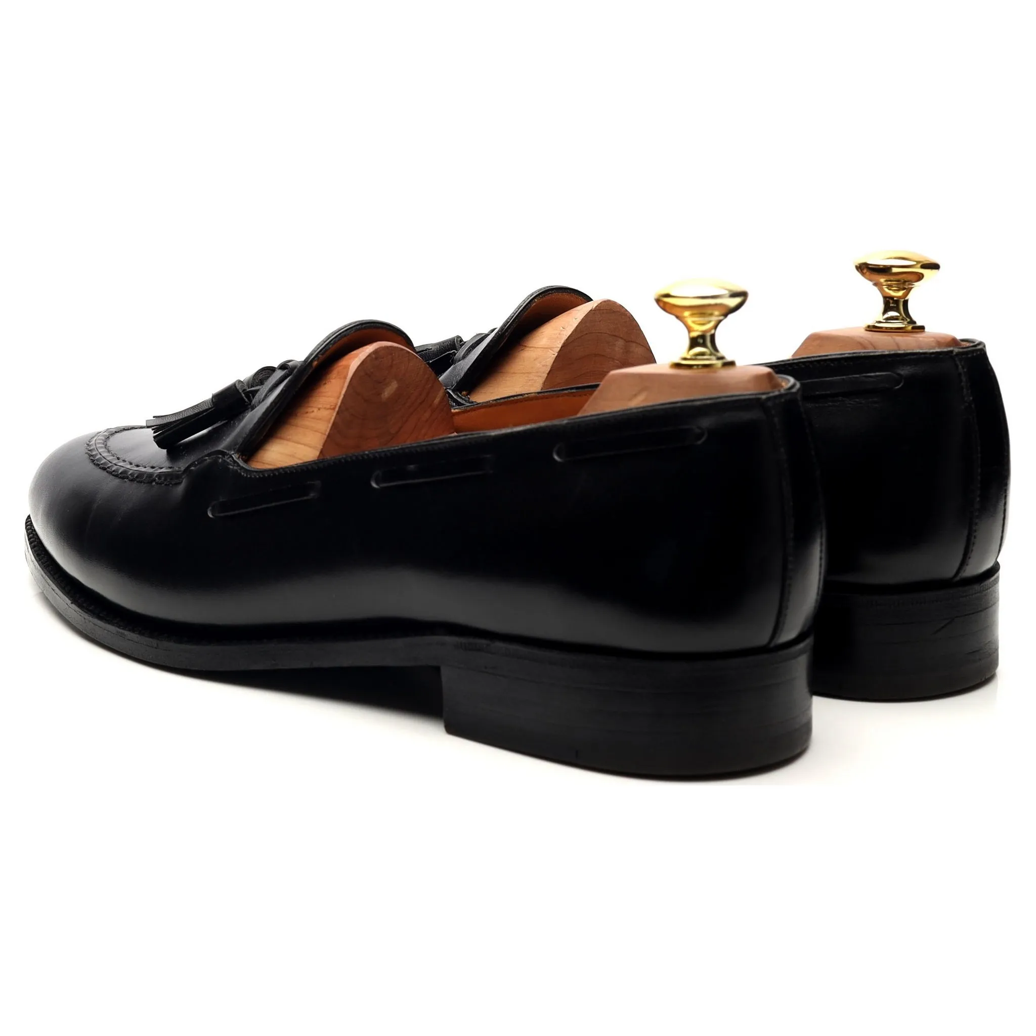 Black Leather Tassel Loafers 8 D UK 8.5