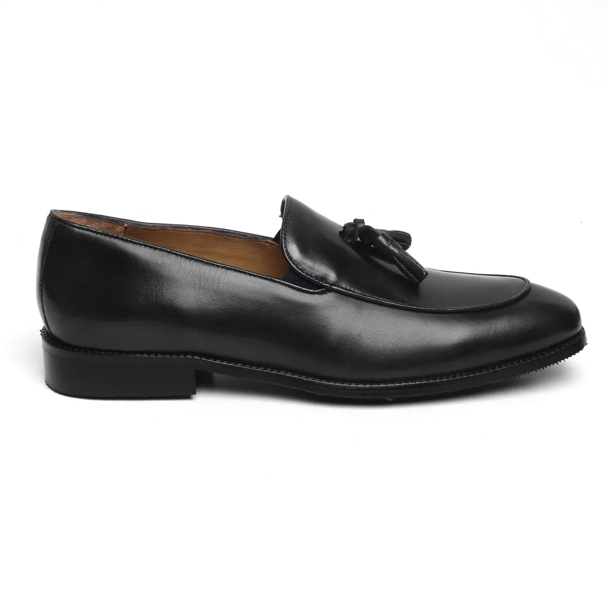 Black Leather Tassel Men Slip-On Formal Shoes