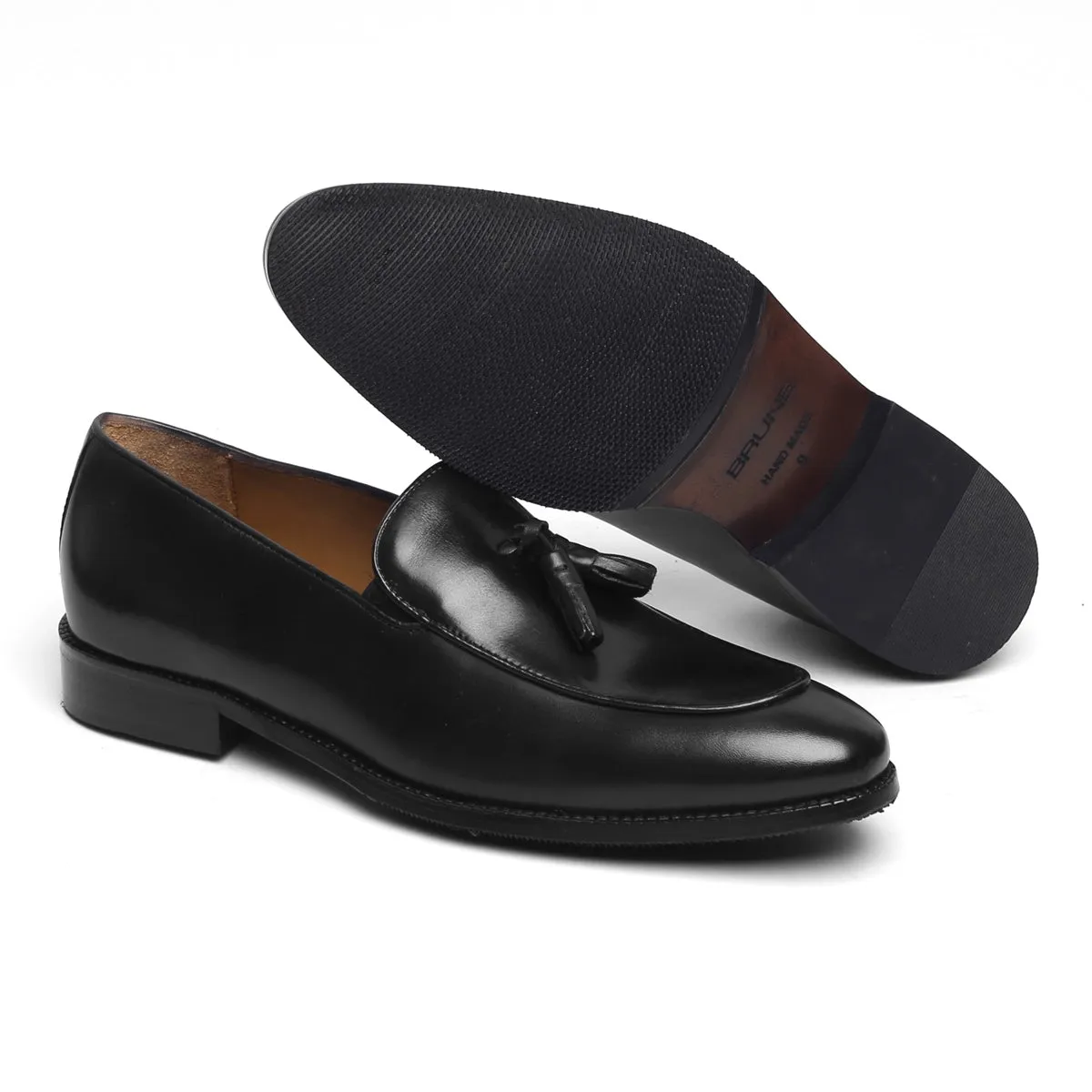 Black Leather Tassel Men Slip-On Formal Shoes