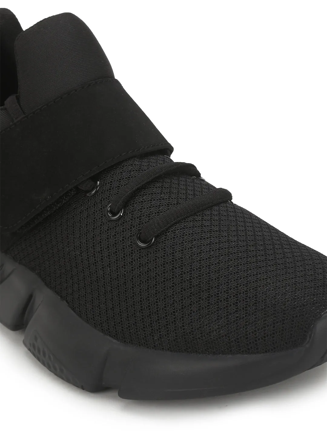 Black PU Mesh Men Sneakers