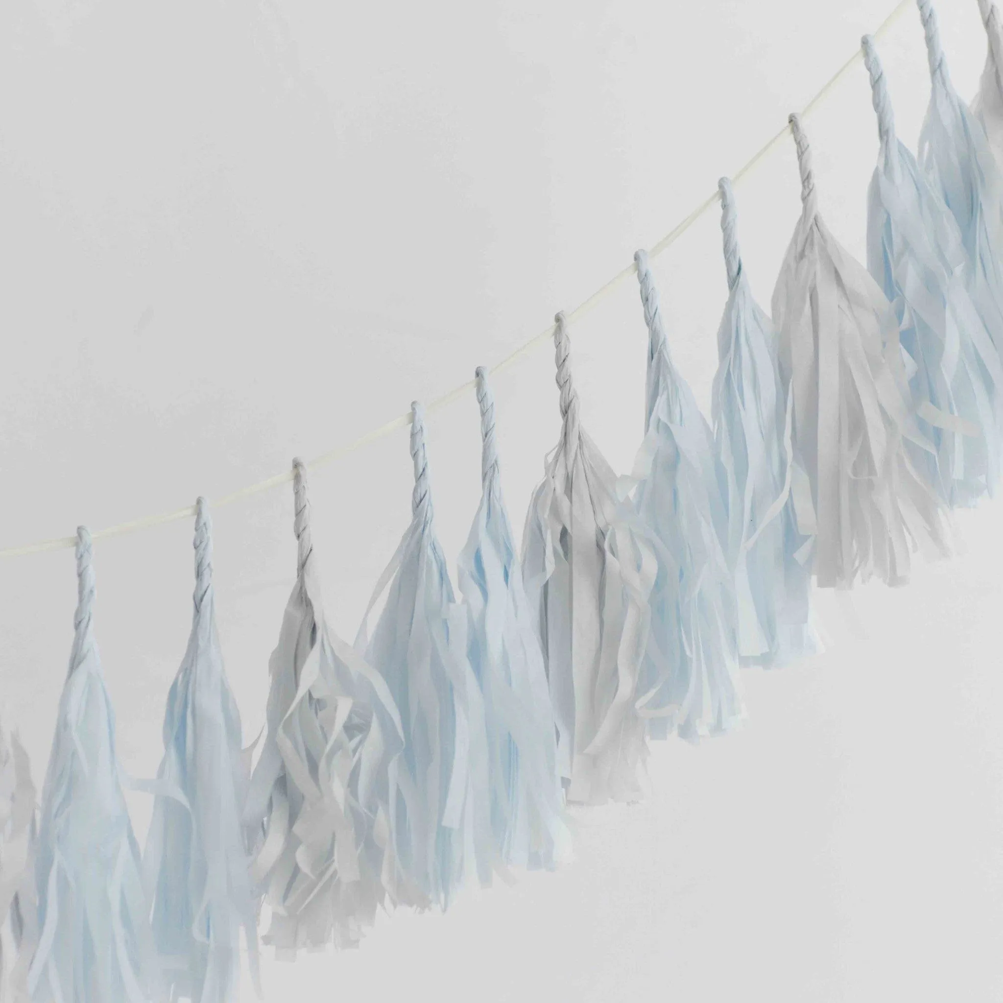 Blue breeze and mountain mist tassel garland - various lengths