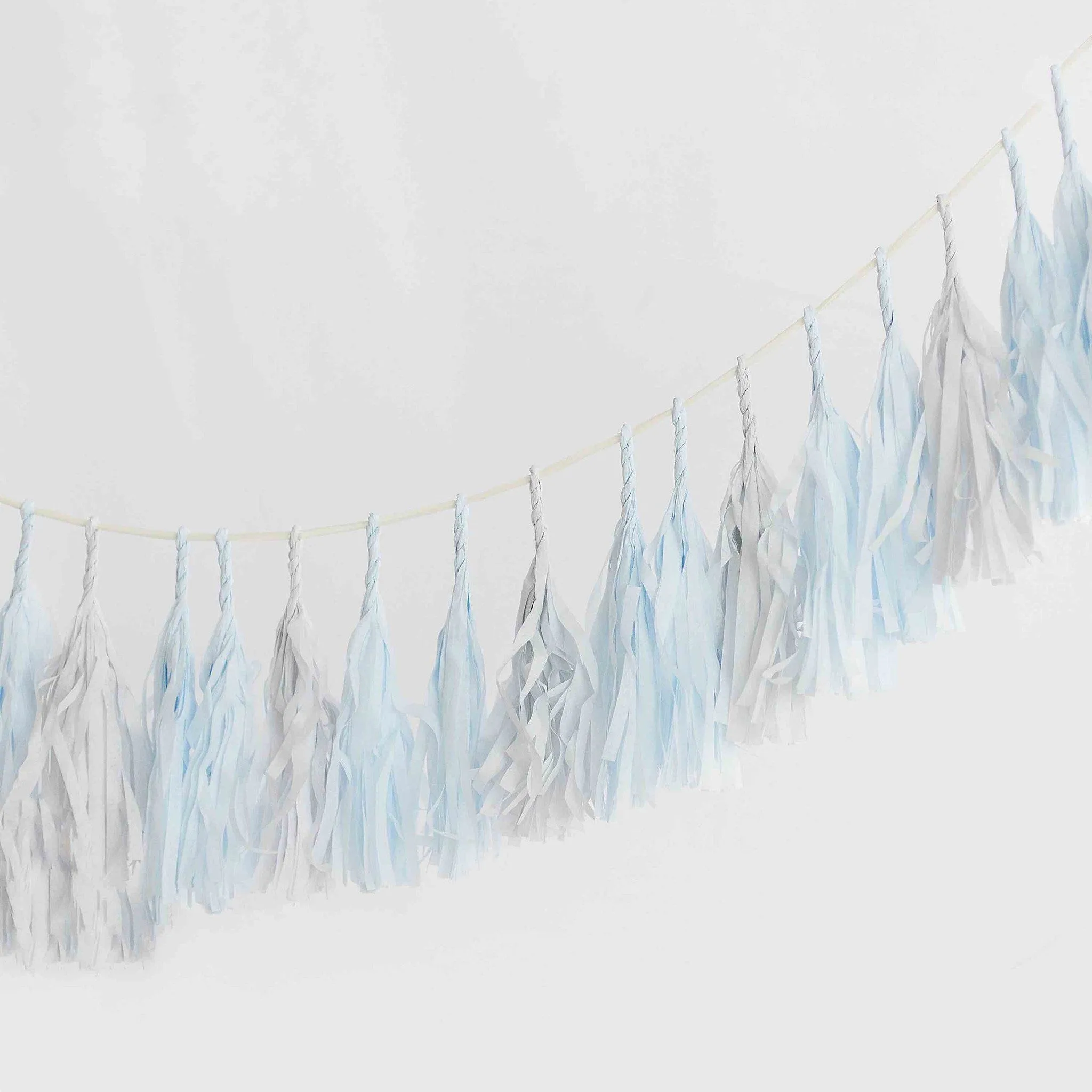 Blue breeze and mountain mist tassel garland - various lengths