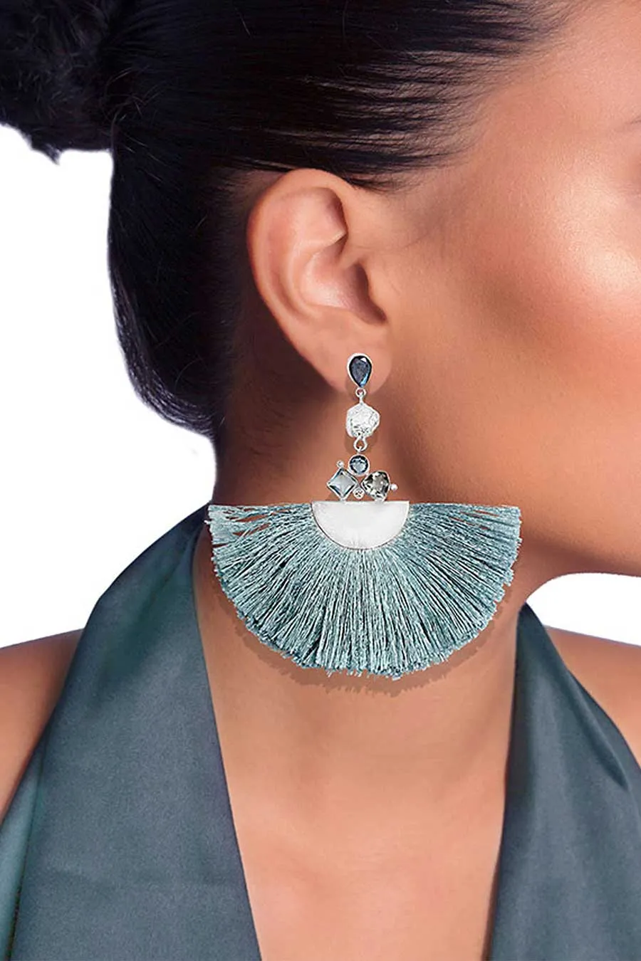 Bluette Fan Tassel Earrings