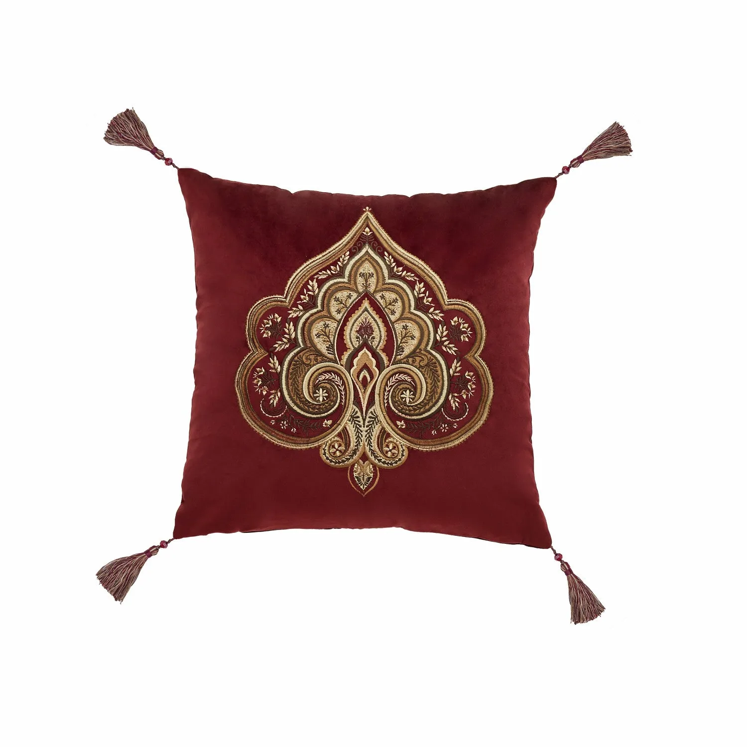 Bordeaux 18" Square Embellished Decorative Throw Pillow