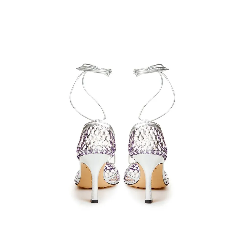 Bottega Veneta Silver Cotton Leather Sandals