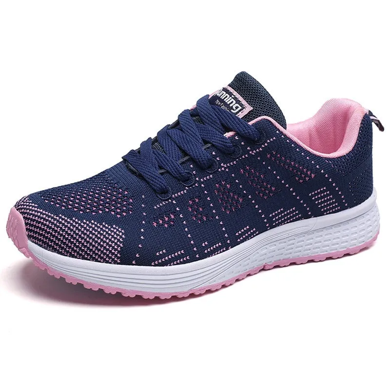 Breathable Walking Mesh Lace-Up Flat Shoes Sneakers / Women's Aesthetic Shoes