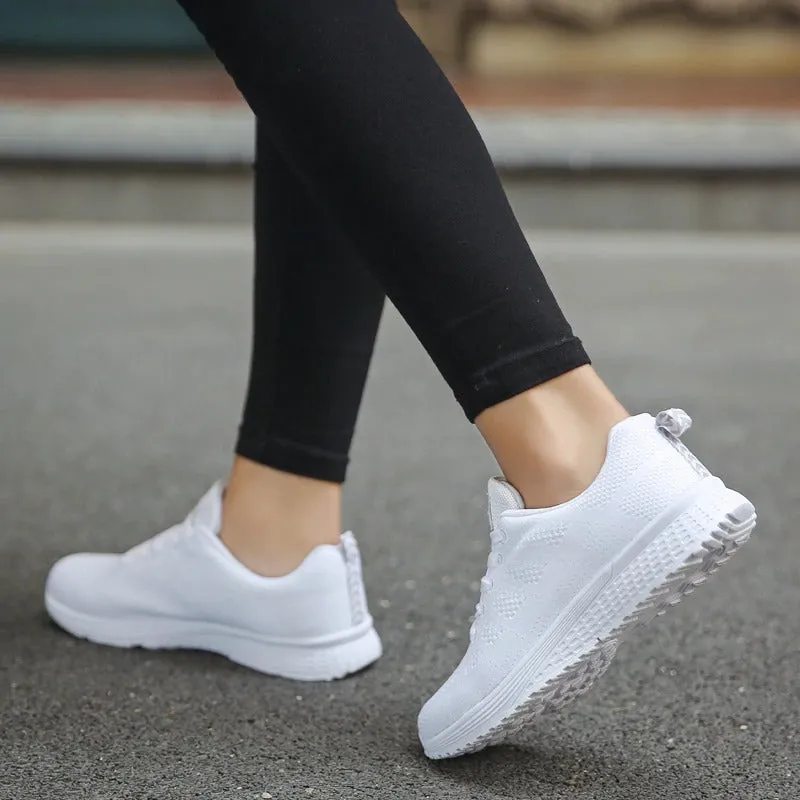 Breathable Walking Mesh Lace-Up Flat Shoes Sneakers / Women's Aesthetic Shoes