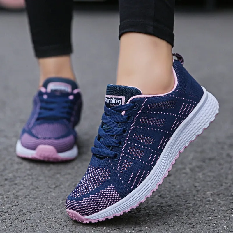 Breathable Walking Mesh Lace-Up Flat Shoes Sneakers / Women's Aesthetic Shoes