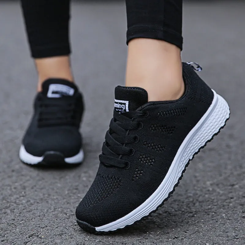 Breathable Walking Mesh Lace-Up Flat Shoes Sneakers / Women's Aesthetic Shoes