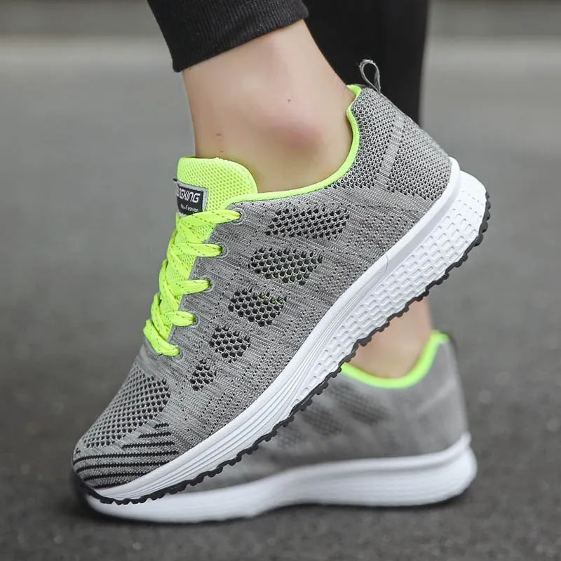 Breathable Walking Mesh Lace-Up Flat Shoes Sneakers / Women's Aesthetic Shoes