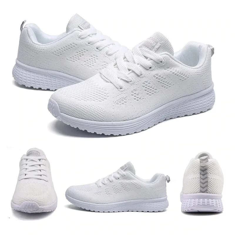 Breathable Walking Mesh Lace-Up Flat Shoes Sneakers / Women's Aesthetic Shoes