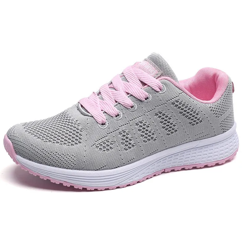 Breathable Walking Mesh Lace-Up Flat Shoes Sneakers / Women's Aesthetic Shoes