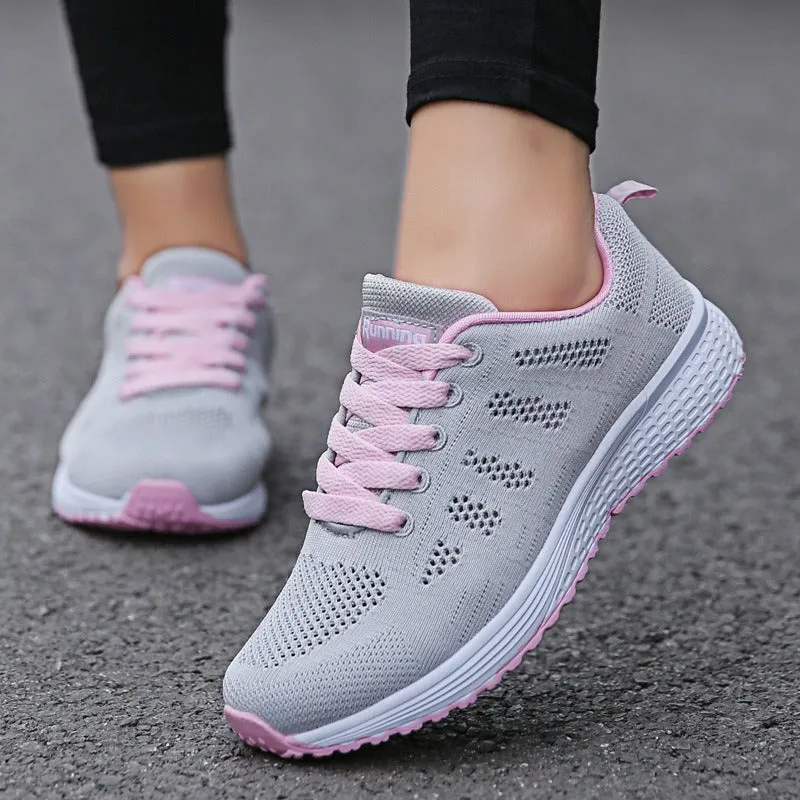 Breathable Walking Mesh Lace-Up Flat Shoes Sneakers / Women's Aesthetic Shoes