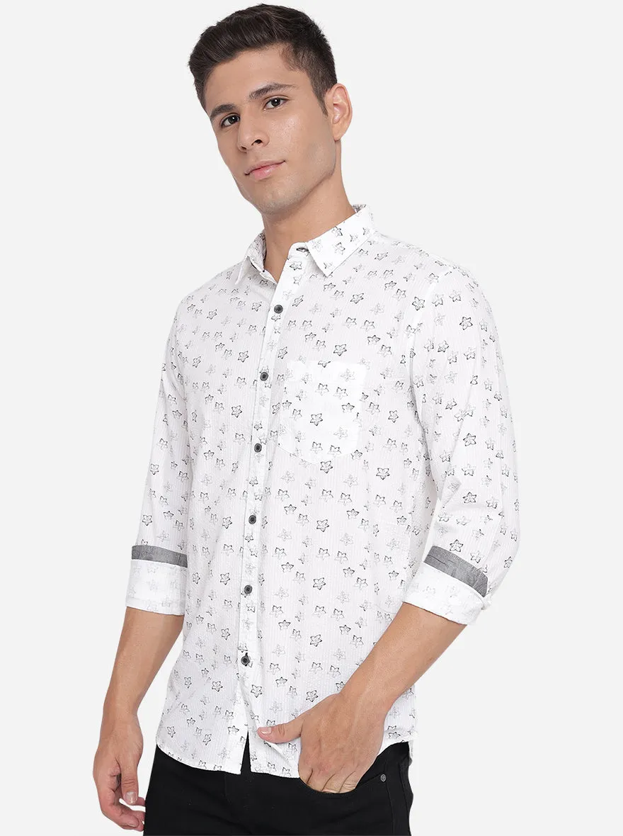 Brich White Checked Slim Fit Semi Casual Shirt | JadeBlue