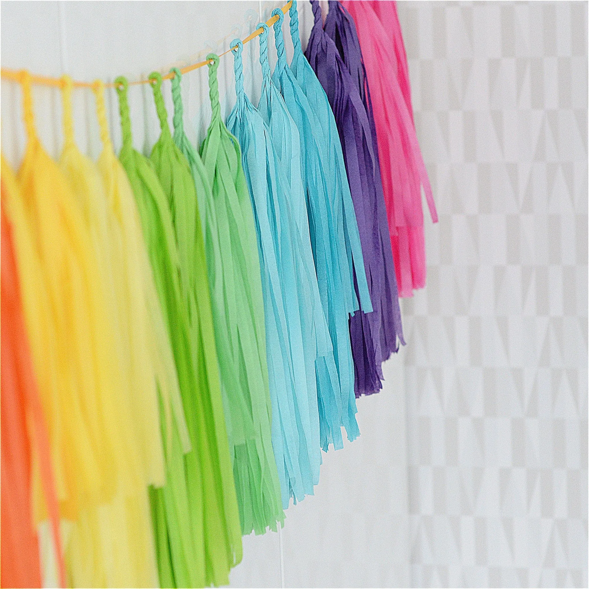 Bright rainbow tassel garland - various lengths