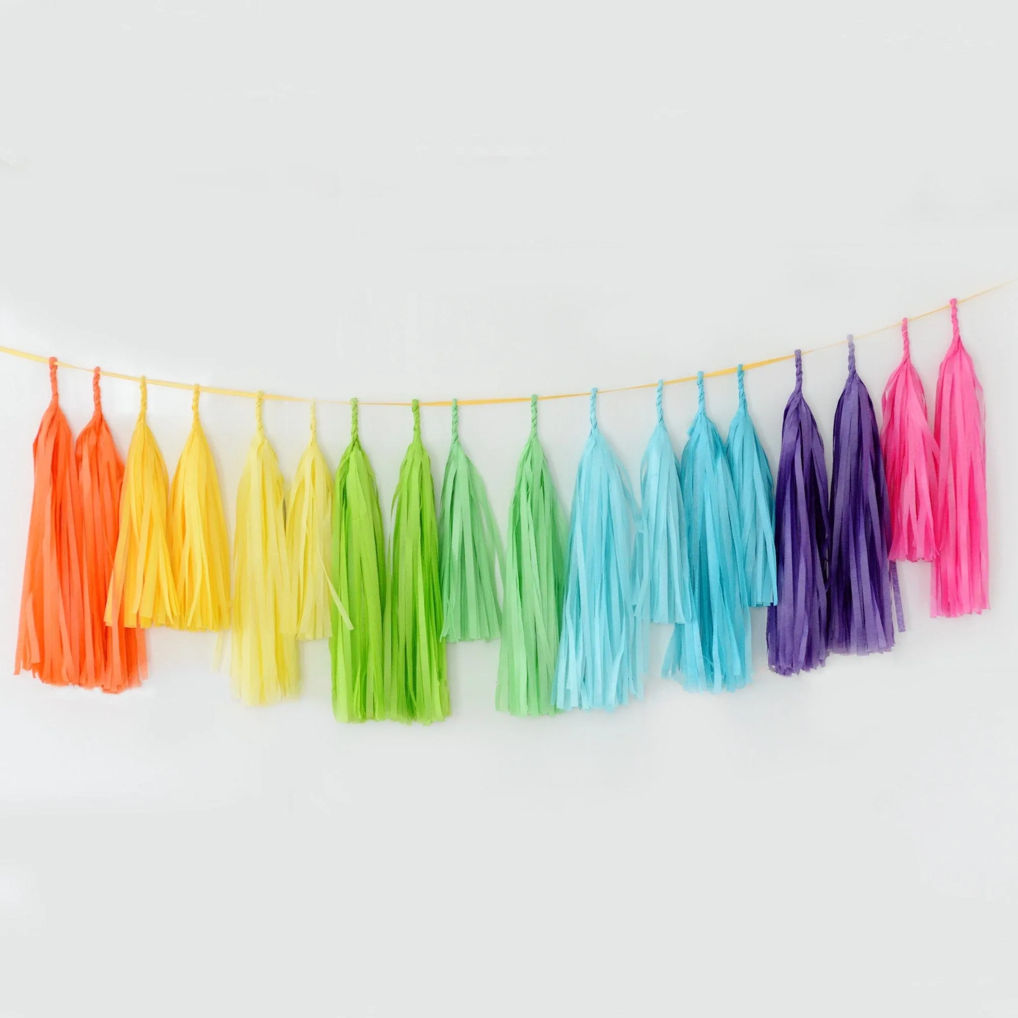 Bright rainbow tassel garland - various lengths