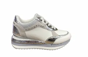 CafèNoir Sneaker Animalier e Zeppa DN1410 bianco argento