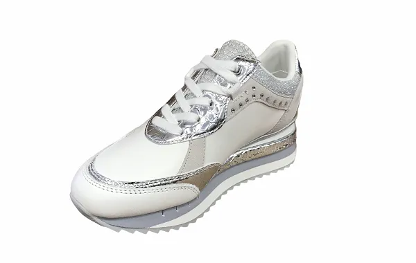 CafèNoir Sneaker Animalier e Zeppa DN1410 bianco argento