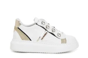 CafèNoir Sneakers da donna in pelle con strass C1DE1620 W001 white