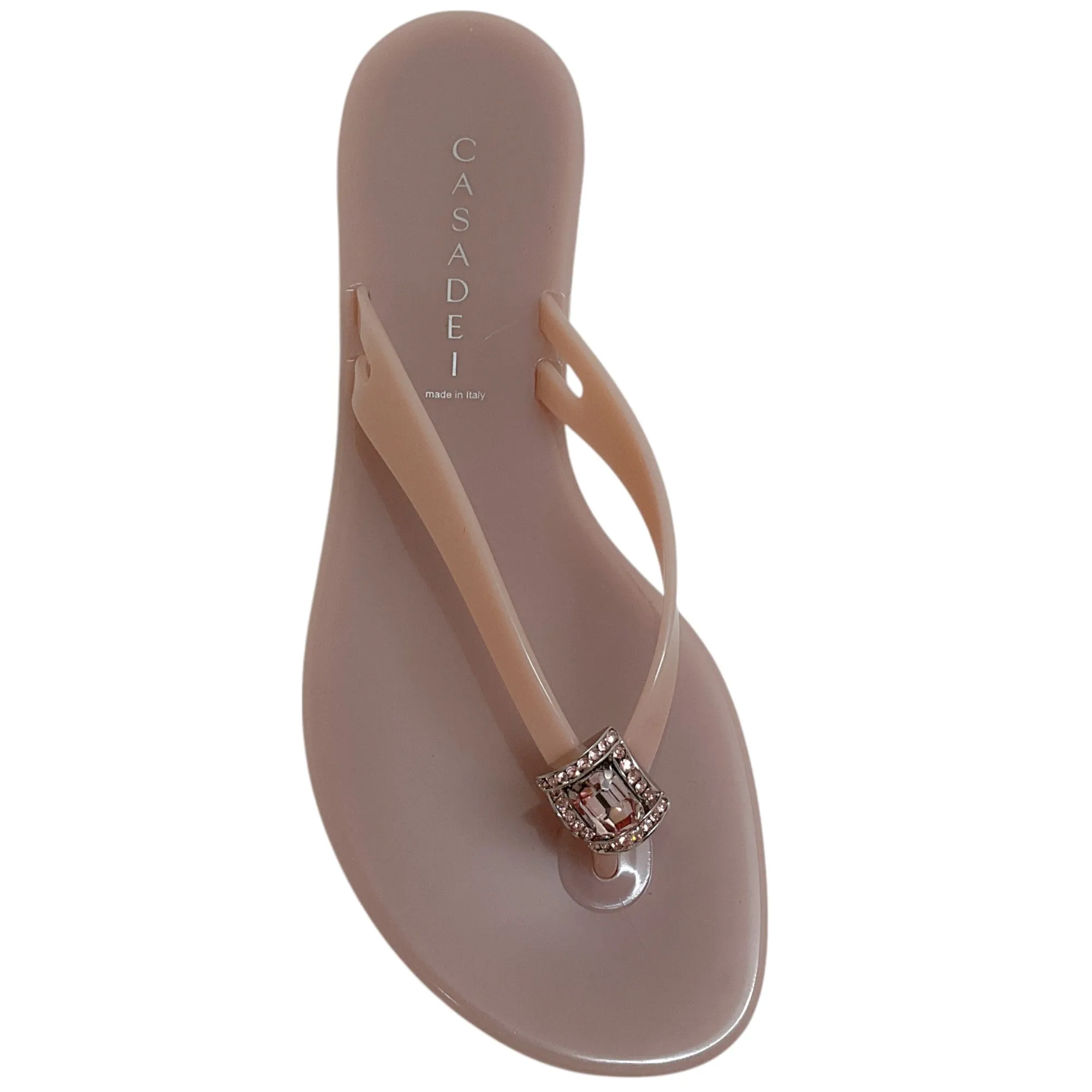 Casadei Beach Sandstone Jeweled Jelly Slide Sandals