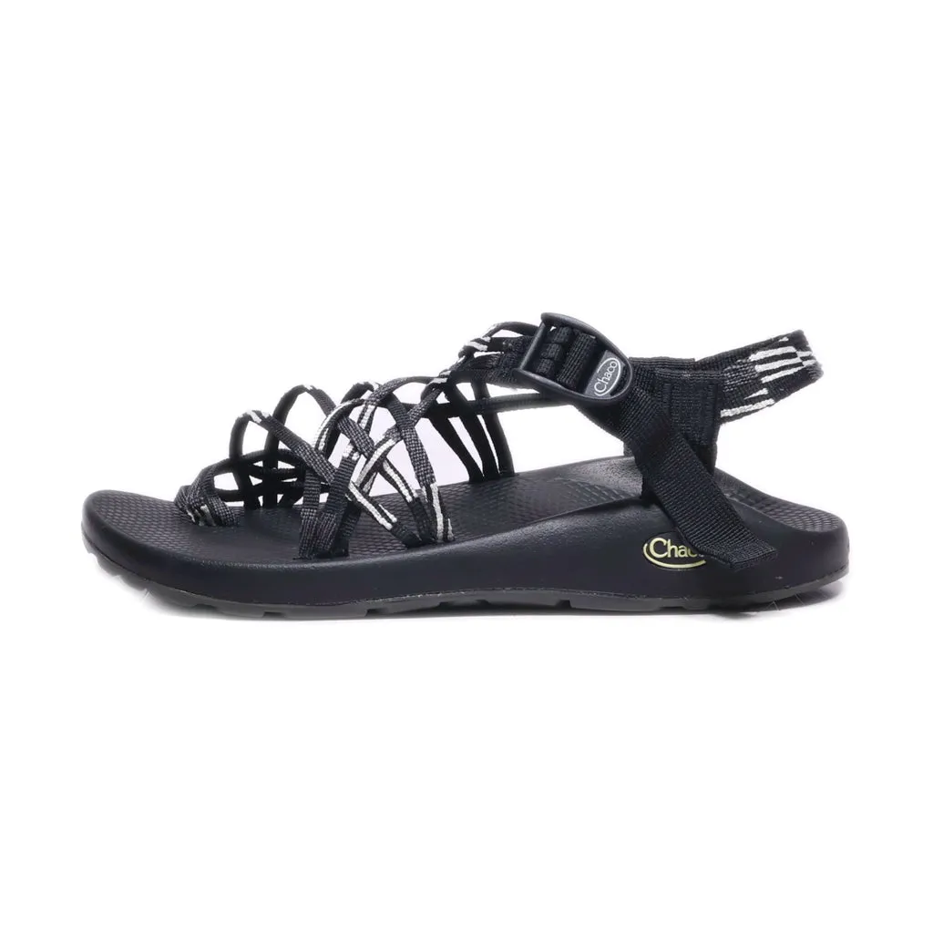 Chaco Toe Strap Flat Sandals Fabric Black Colour For Women