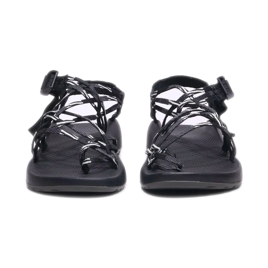 Chaco Toe Strap Flat Sandals Fabric Black Colour For Women