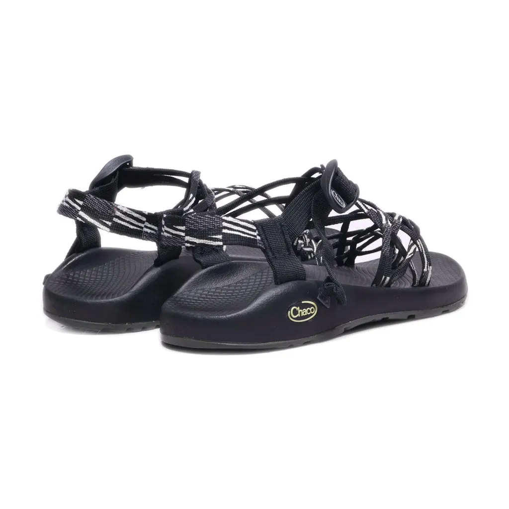 Chaco Toe Strap Flat Sandals Fabric Black Colour For Women